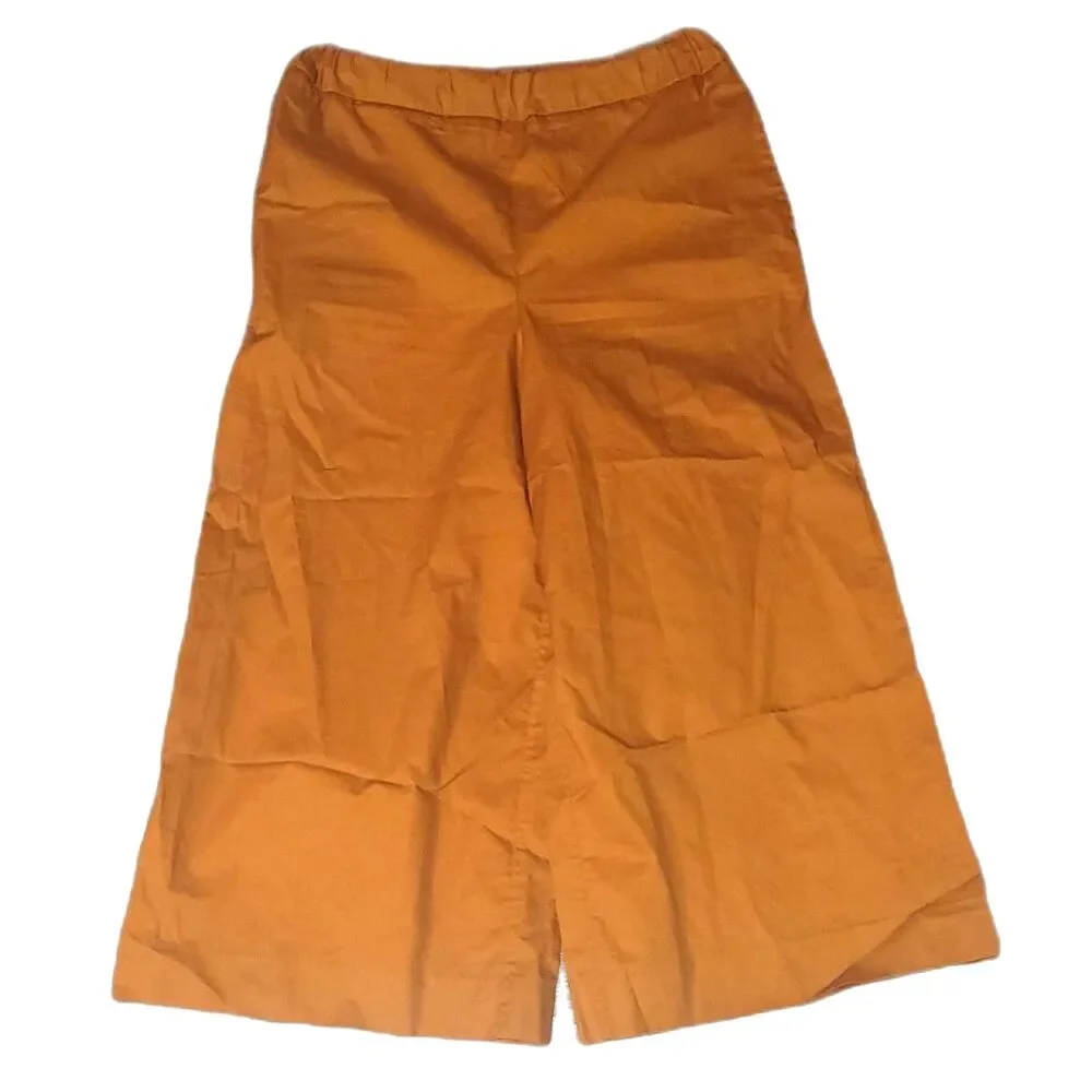 COS Mustard Wide Leg Culotte Pants Elastic Waist Cropped Trousers US 2